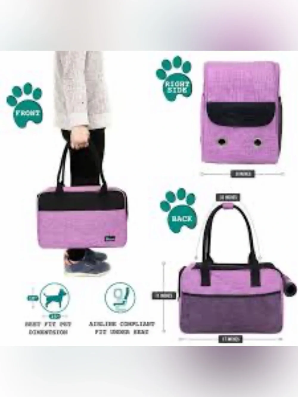 Nwt Pet Ami Soft Sided Pet Carrier Travel Bag Blue Airline Approved OS